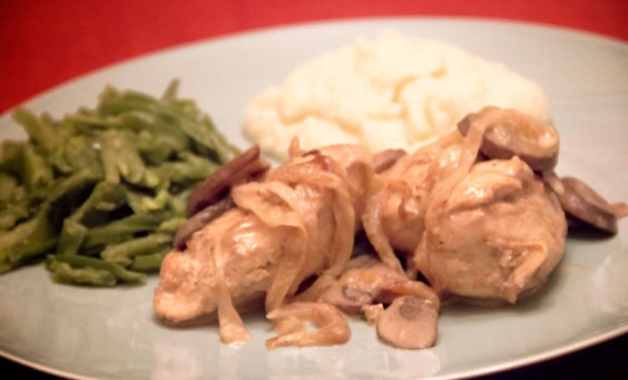 Pan-Seared Chicken with Balsamic Cream Sauce, Mushrooms & Onions