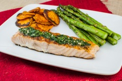 Grilled Salmon with a Basil Butter
